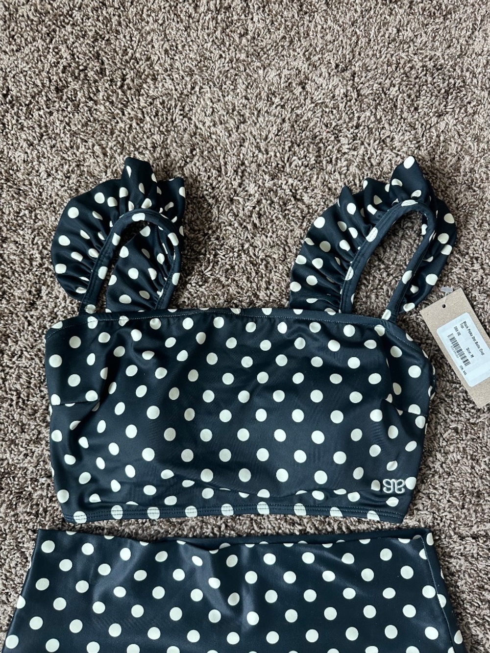 Albion Fit Black Polka Dot Bella Crop and High Waisted Swim Skirt - Picture 4 of 13